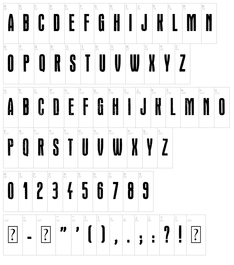 Headline Crack font map